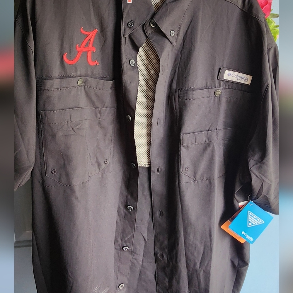 Columbia Black Shirt with Red Embroidery